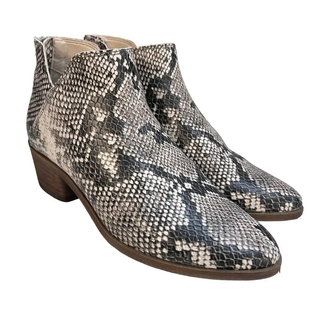 Dolce Vita Karsen Snake Print Ankle Booties Faux Leather Vegan Women's Size 6